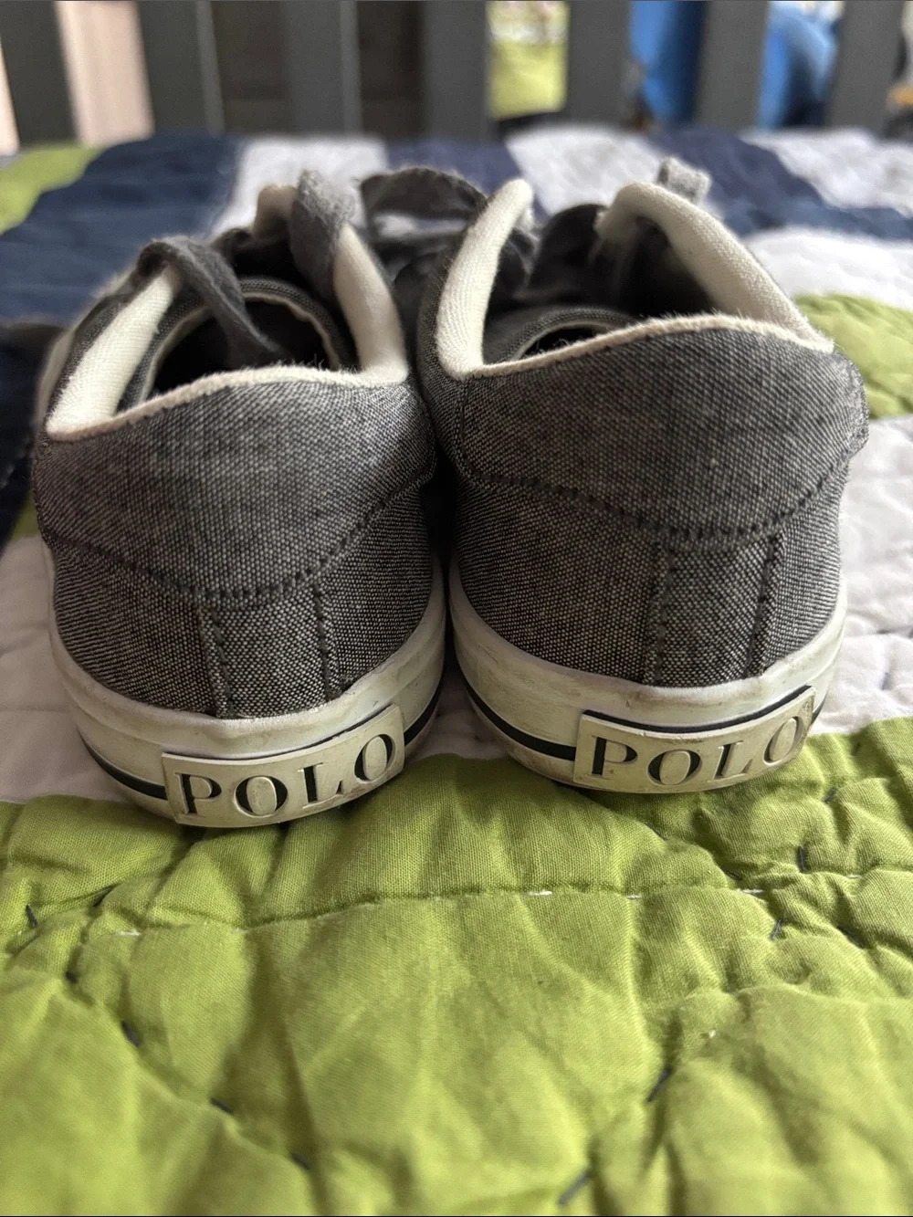 Kids Polo Ralph Lauren Grey Canvas Lace-Up Sneakers